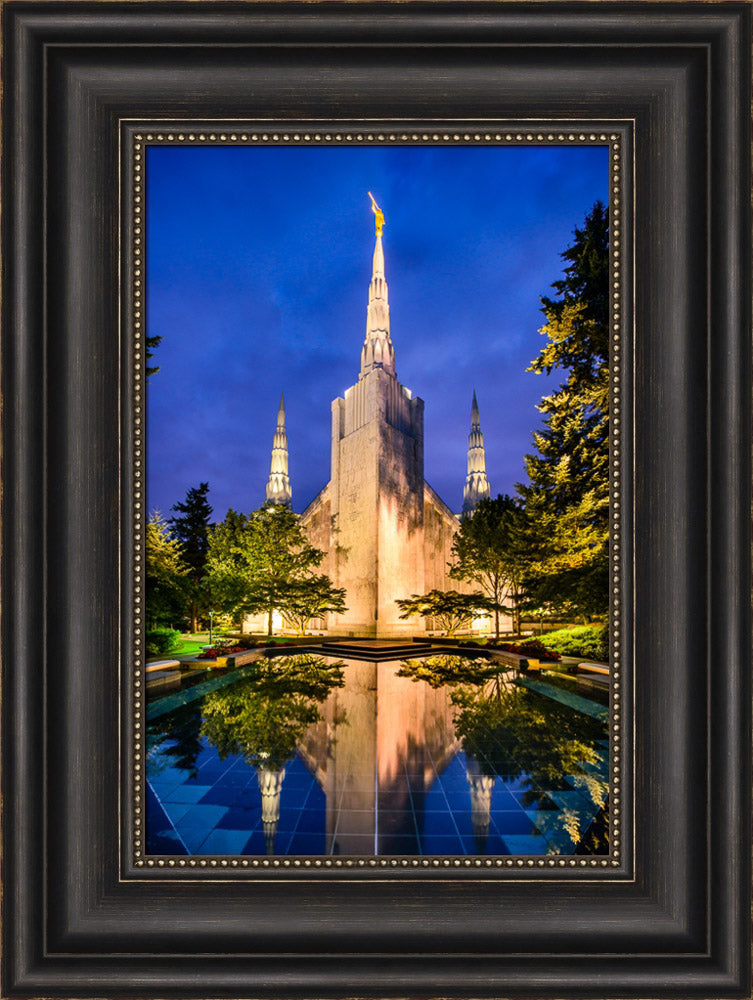 Portland Temple - Reflections in Blue by Scott Jarvie