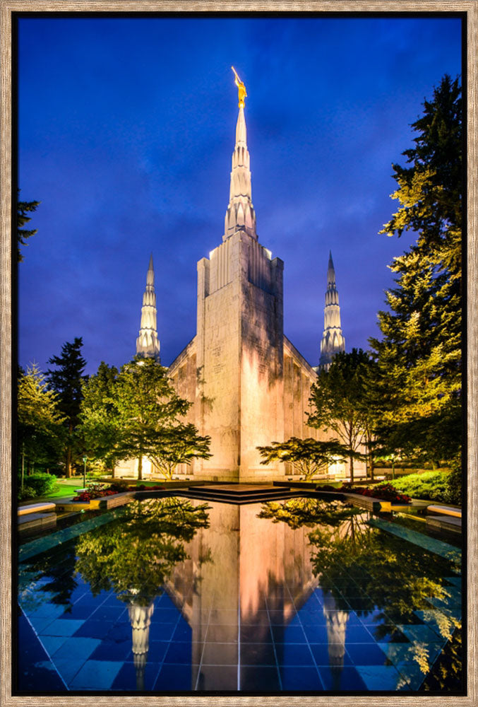 Portland Temple - Reflections in Blue by Scott Jarvie