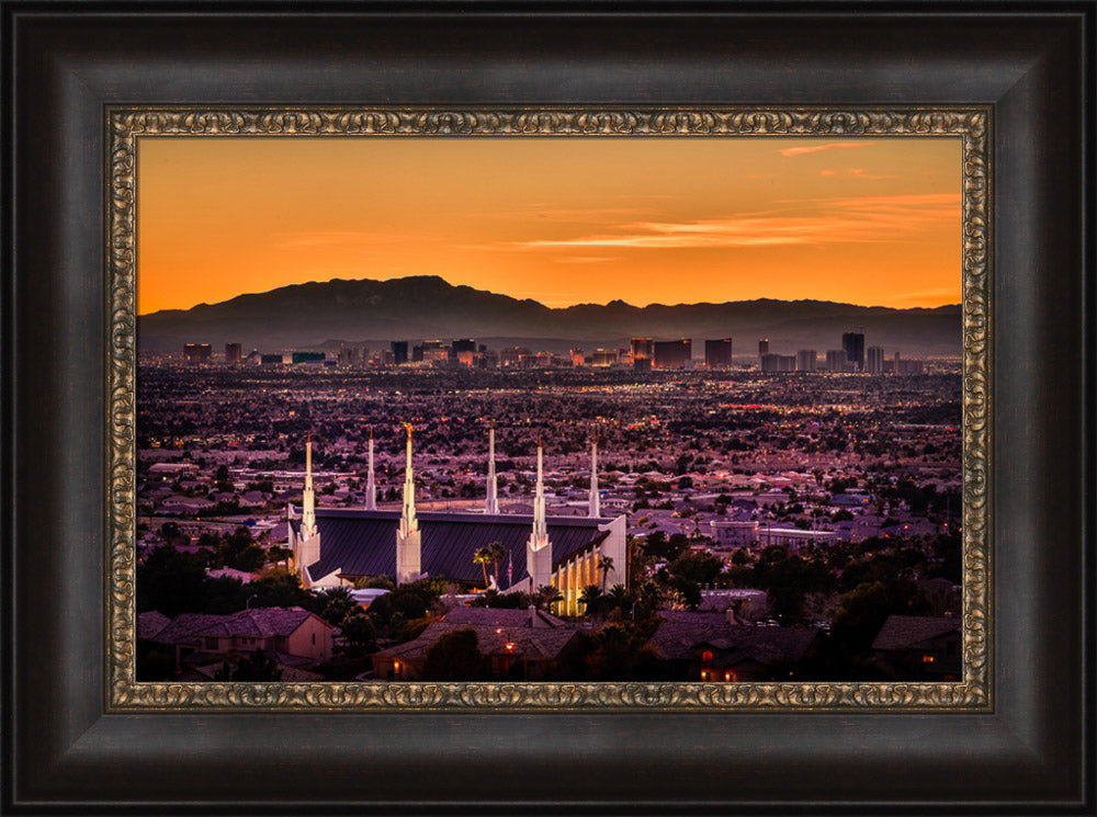 Las Vegas Temple - Orange Sunset by Scott Jarvie | Altus Fine Art