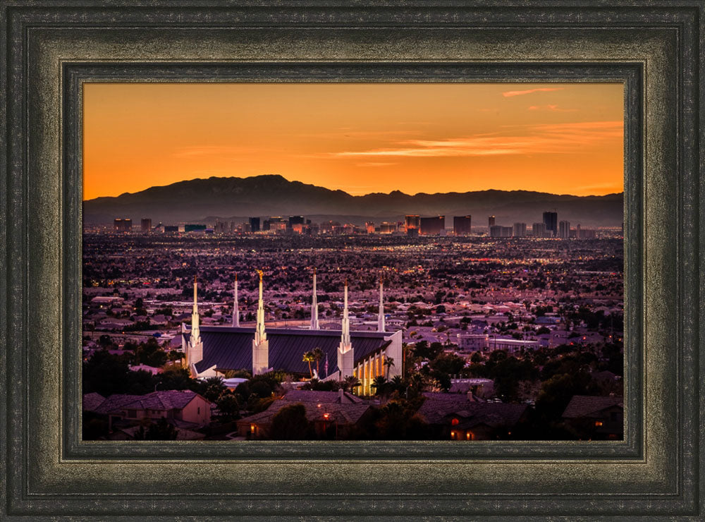 Las Vegas Temple - Orange Sunset by Scott Jarvie | Altus Fine Art