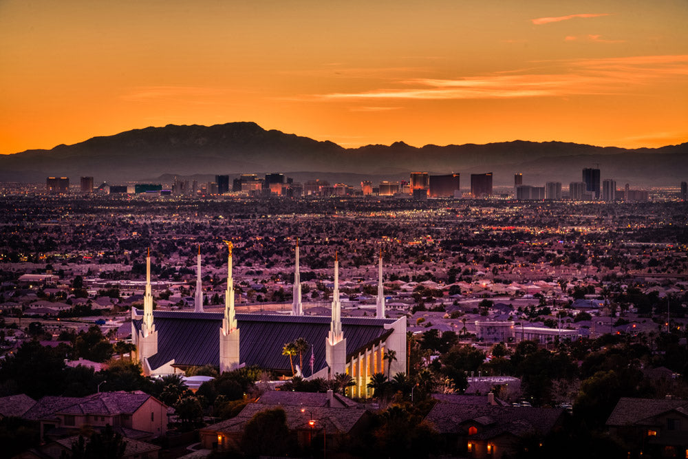 Las Vegas Temple - Orange Sunset by Scott Jarvie