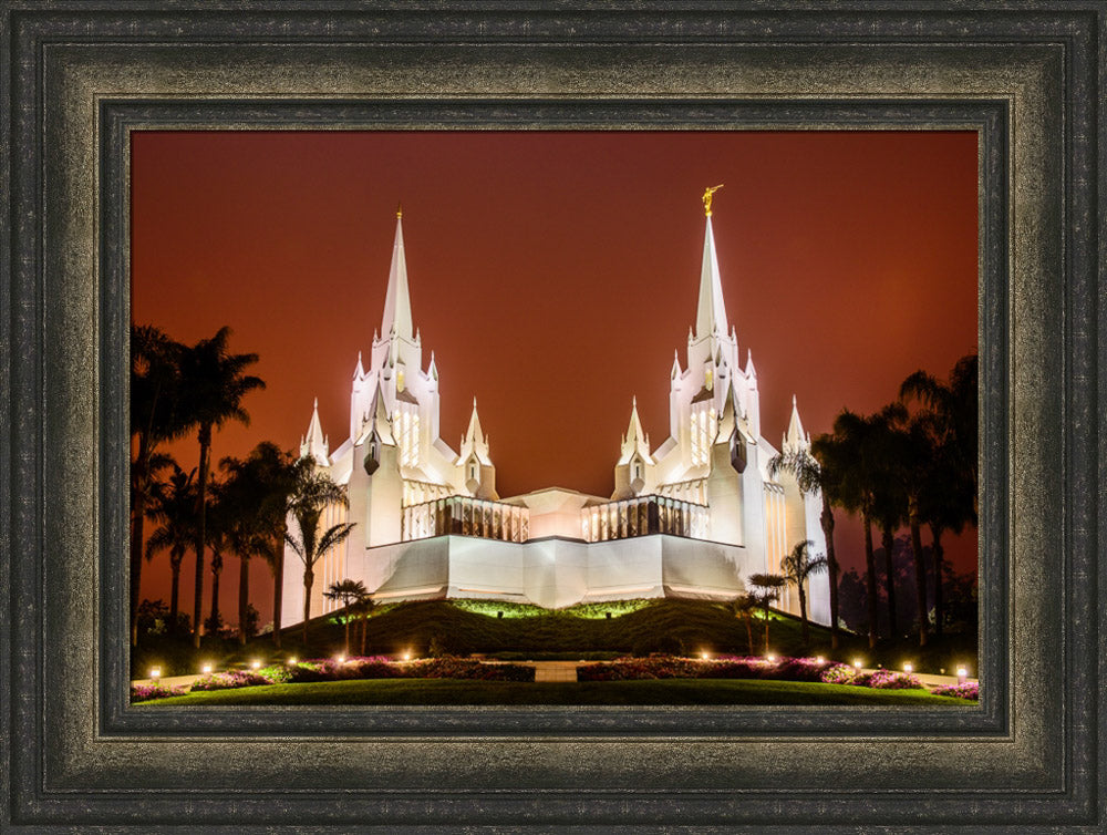 San Diego Temple - Sunset on Fire by Scott Jarvie | Altus Fine Art