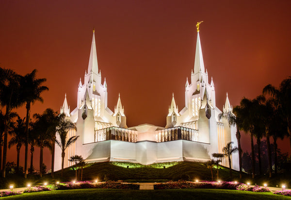 San Diego Temple - Sunset on Fire by Scott Jarvie | Altus Fine Art