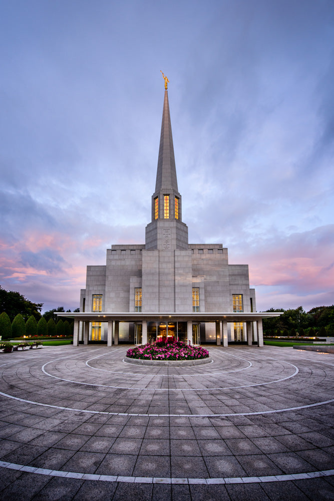 Preston Temple - Courtyard Sunrise by Scott Jarvie