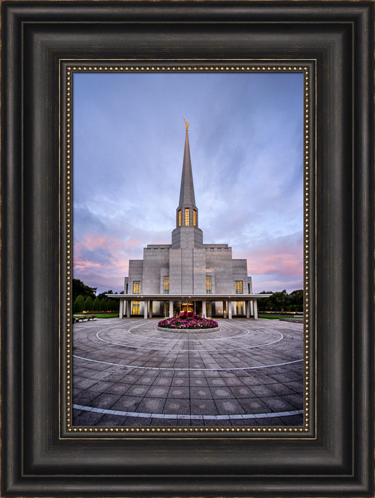 Preston Temple - Courtyard Sunrise by Scott Jarvie