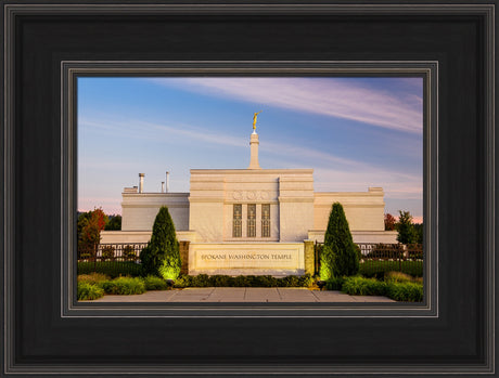 Spokane Temple - Sign with Lights by Scott Jarvie