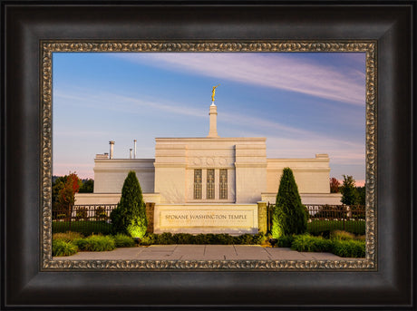 Spokane Temple - Sign with Lights by Scott Jarvie