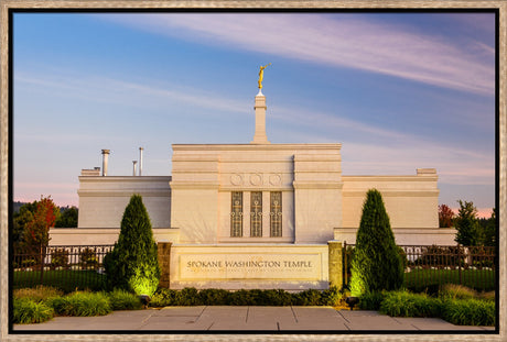 Spokane Temple - Sign with Lights by Scott Jarvie