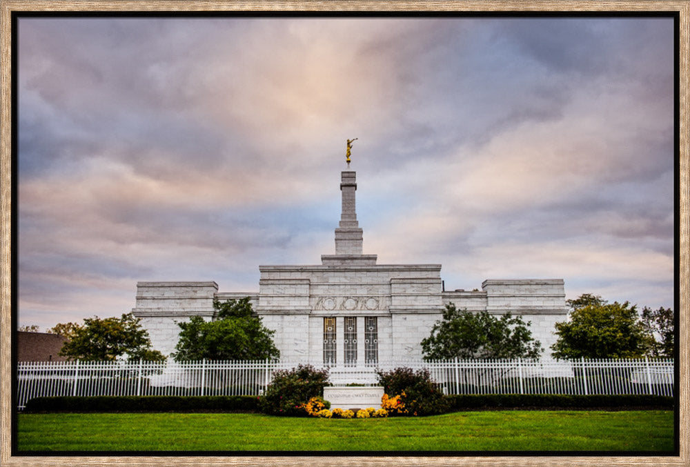 Columbus Temple - Sign in Garden by Scott Jarvie