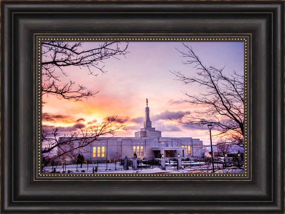 Reno Temple - Sunrise through the Trees by Scott Jarvie