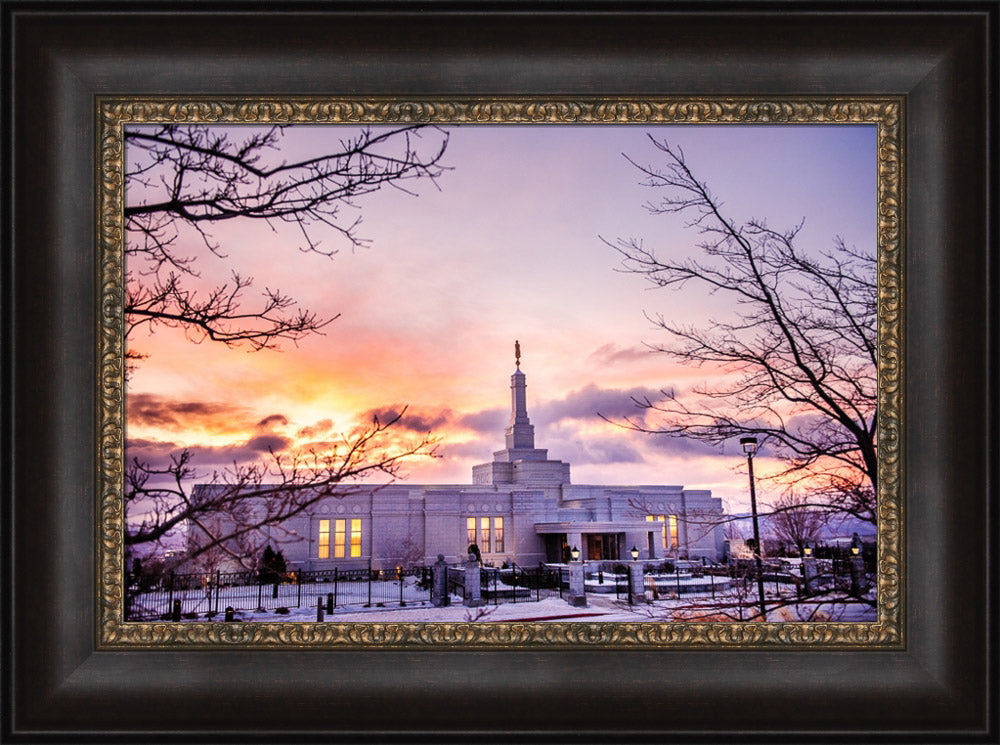 Reno Temple - Sunrise through the Trees by Scott Jarvie