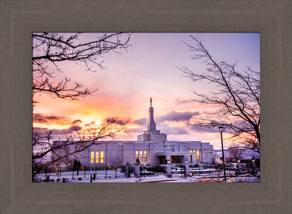 Reno Temple - Sunrise through the Trees by Scott Jarvie