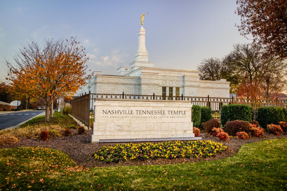 Nashville Temple - Sign in Fall by Scott Jarvie