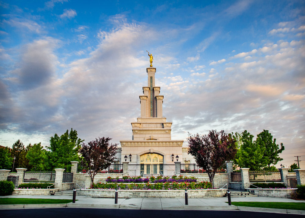 Columbia River Temple - Sunrise from the Front by Scott Jarvie