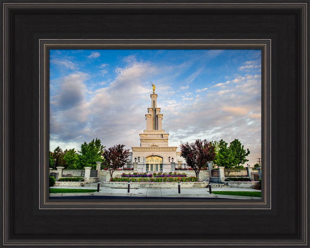 Columbia River Temple - Sunrise from the Front by Scott Jarvie
