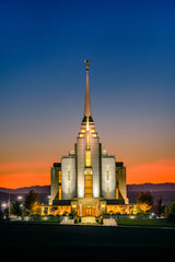 Rexburg Temple - Orange Sunset by Scott Jarvie