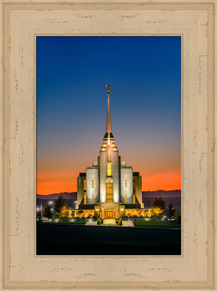 Rexburg Temple - Orange Sunset by Scott Jarvie