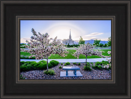 Oquirrh Mountain Temple - Flower Trees and Sun by Scott Jarvie