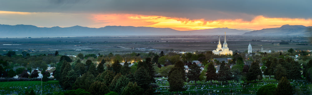 Brigham City Temple - Valley at Sunset by Scott Jarvie