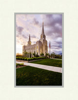 Brigham City Temple -Sunset and Flag by Scott Jarvie