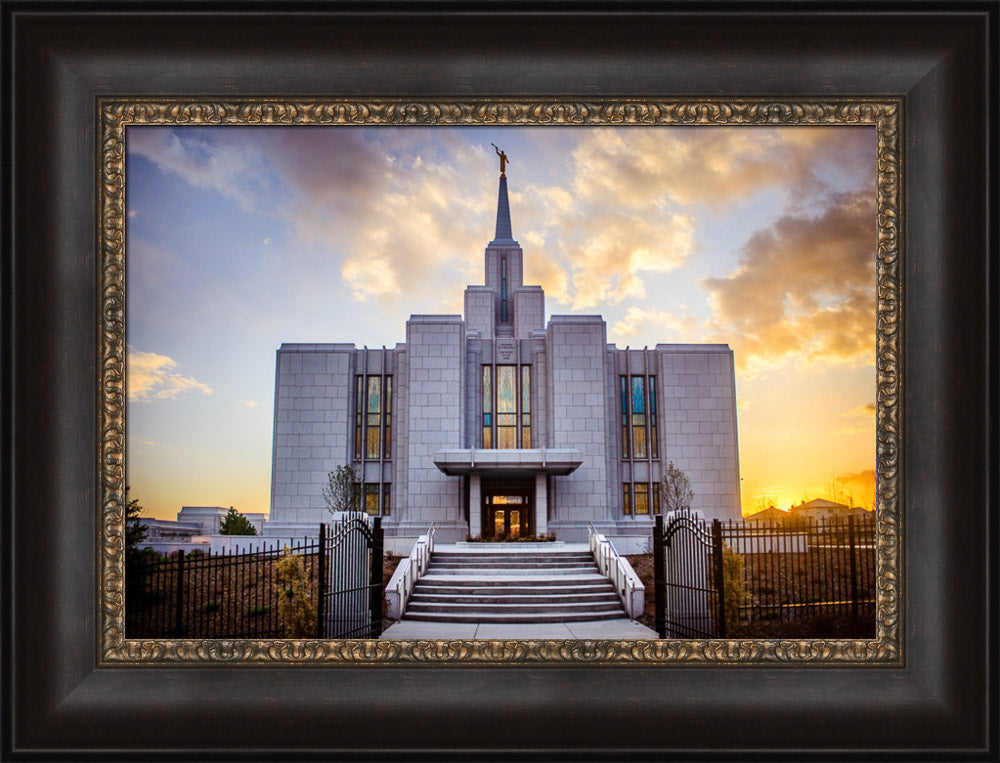 Calgary Temple - Gold Sunbursts by Scott Jarvie