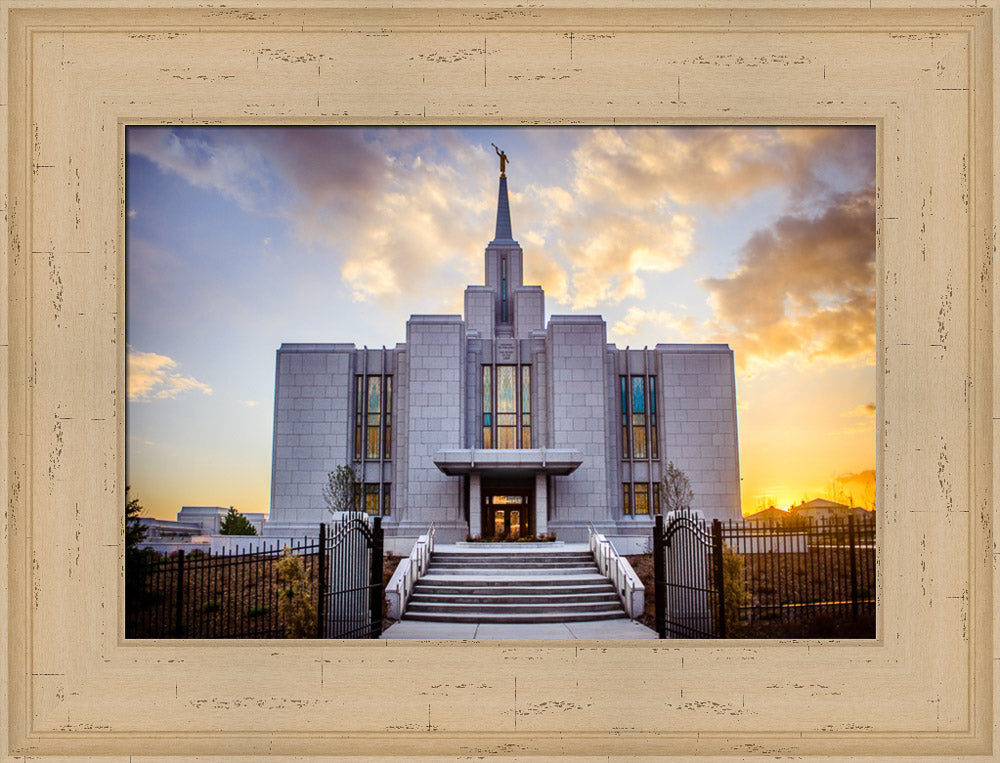 Calgary Temple - Gold Sunbursts by Scott Jarvie