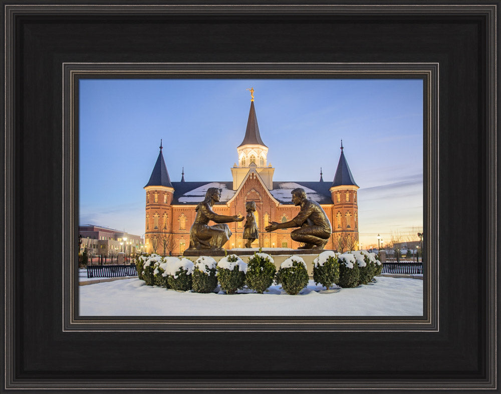 Provo City Center Temple - Statue in the Snow by Scott Jarvie