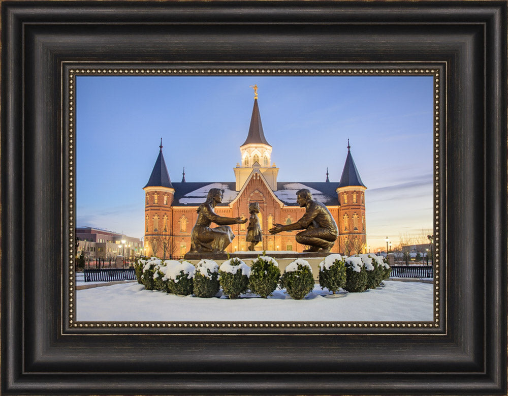 Provo City Center Temple - Statue in the Snow by Scott Jarvie